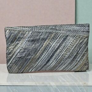 Vintage Lou-Ran Originals Clutch Bag Womens Gray‎ Authentic Snakeskin Leather